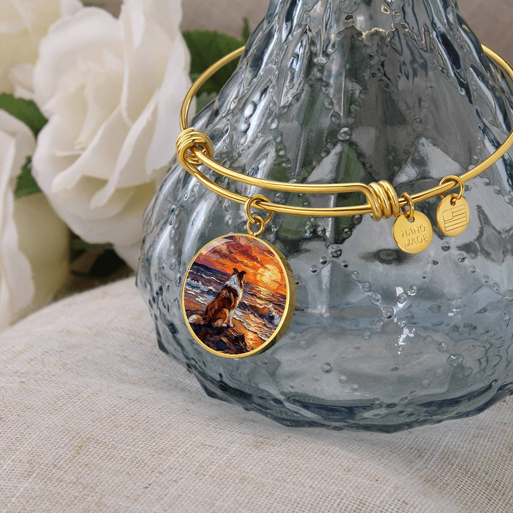 Beach Night - Collie Round Charm Bracelet