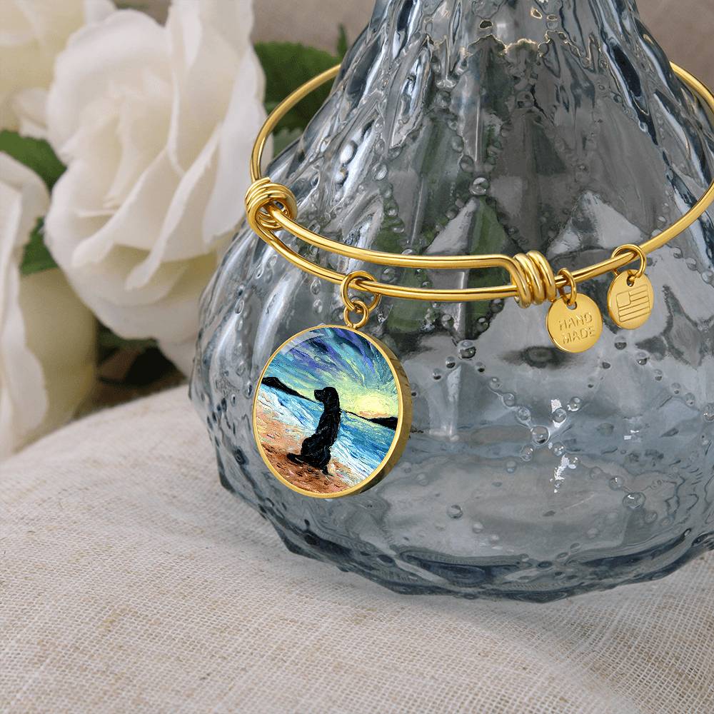 Beach Days - Black Labrador Round Charm Bracelet