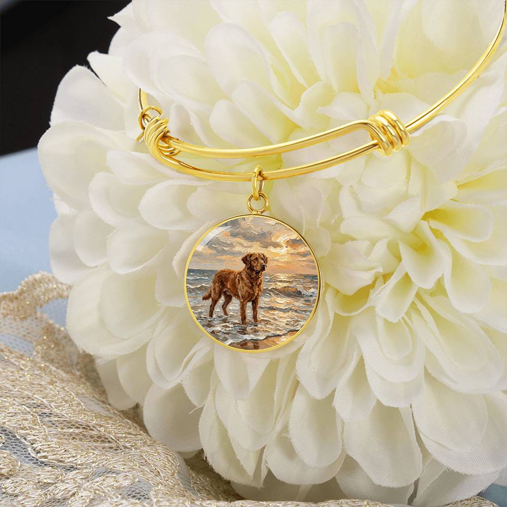 Beach Day - Chesapeake Bay Retriever Round Charm Bracelet