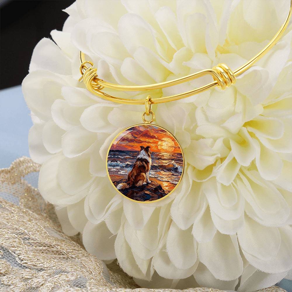 Beach Night - Collie Round Charm Bracelet