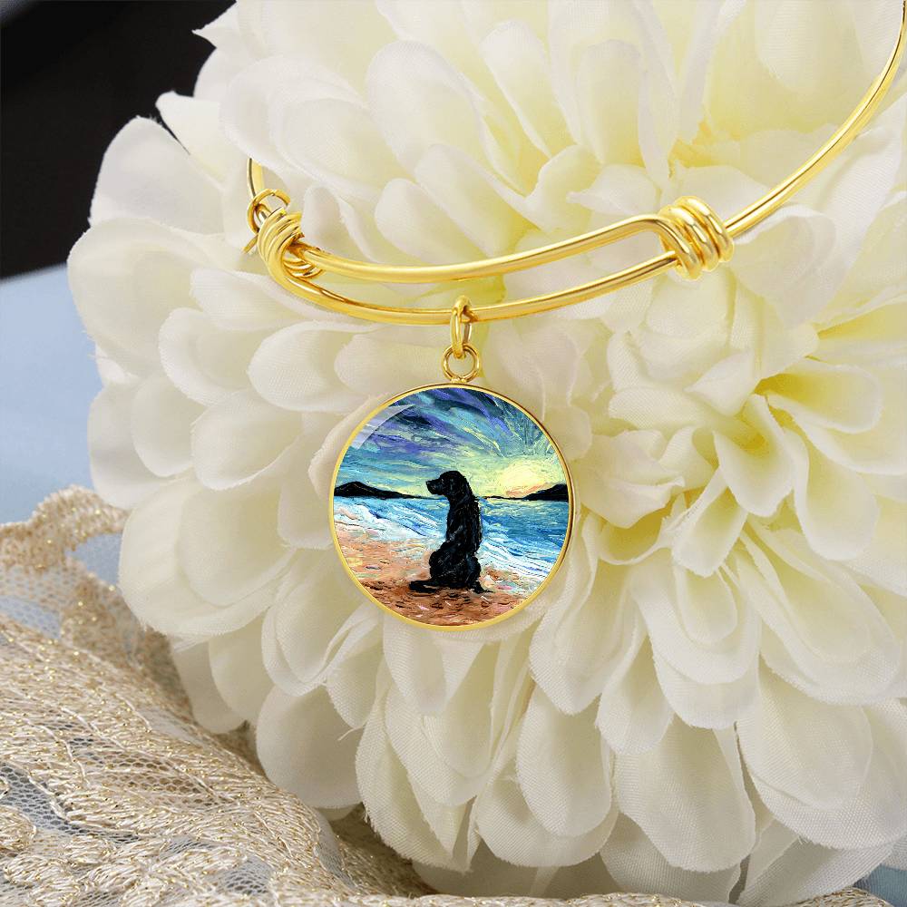 Beach Days - Black Labrador Round Charm Bracelet