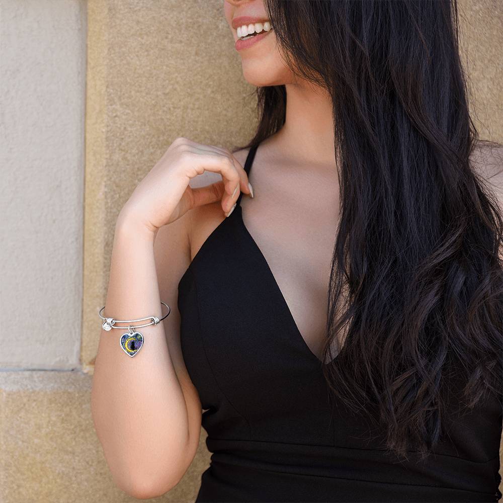 Luna Starry Night Heart Bangle Bracelet