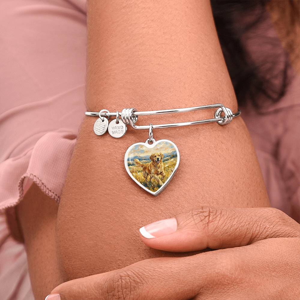 Happy Golden Retriever Heart Bracelet