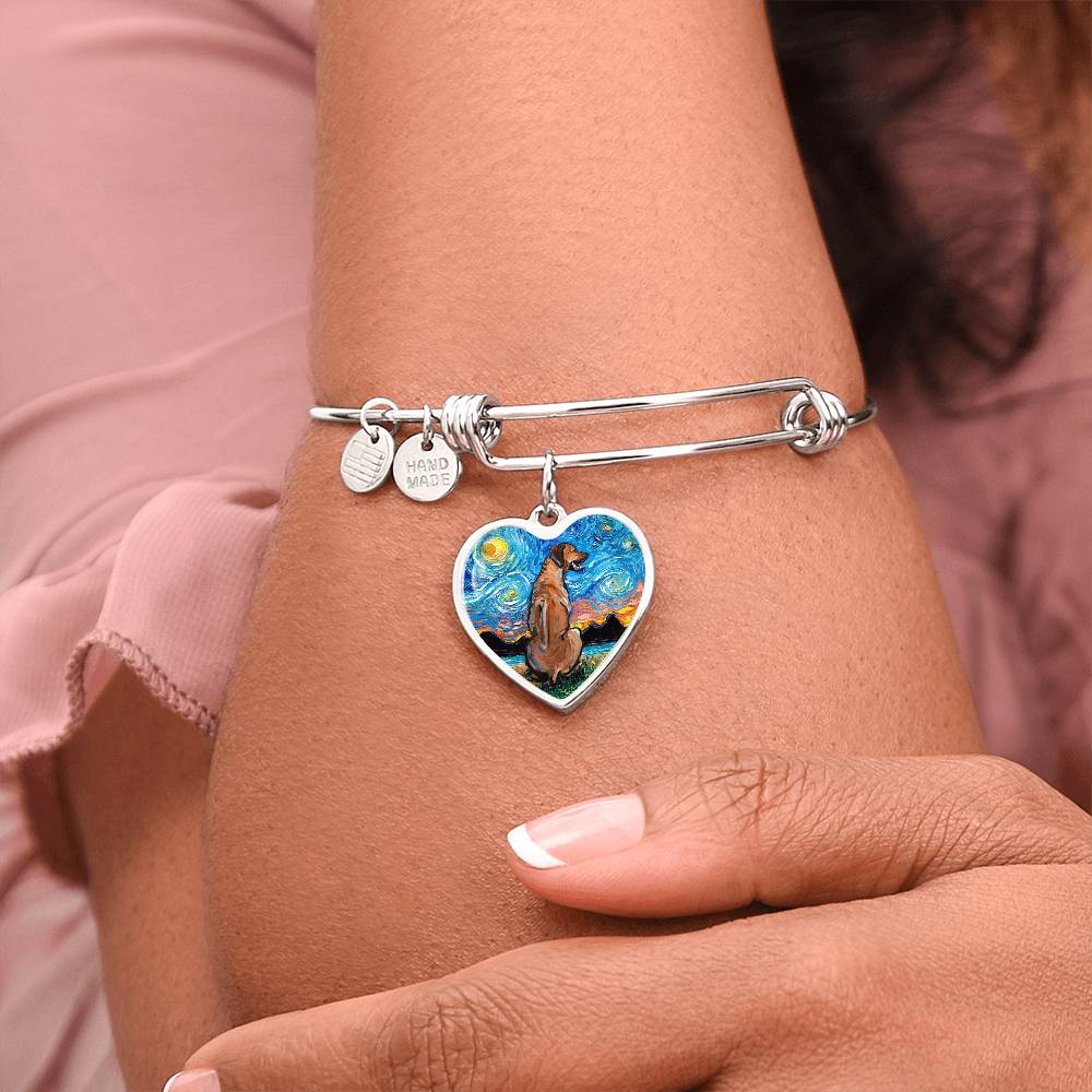 Rhodesian Ridgeback Starry Night Heart Bangle