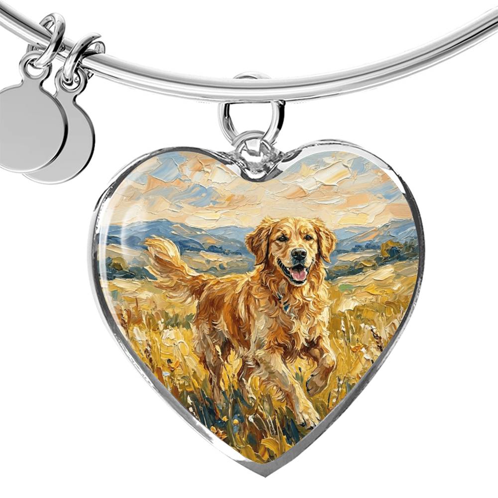 Happy Golden Retriever Heart Bracelet