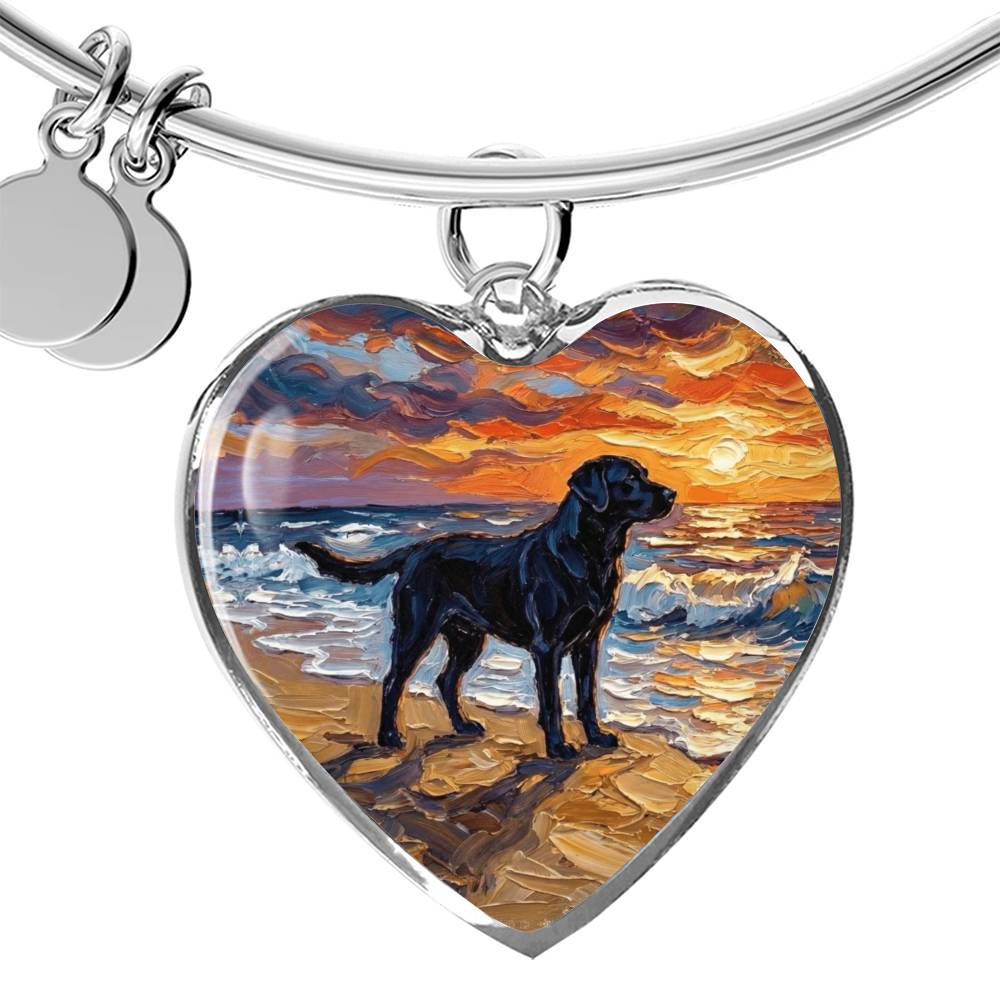 Summer Sunset - Black Labrador Heart Bracelet