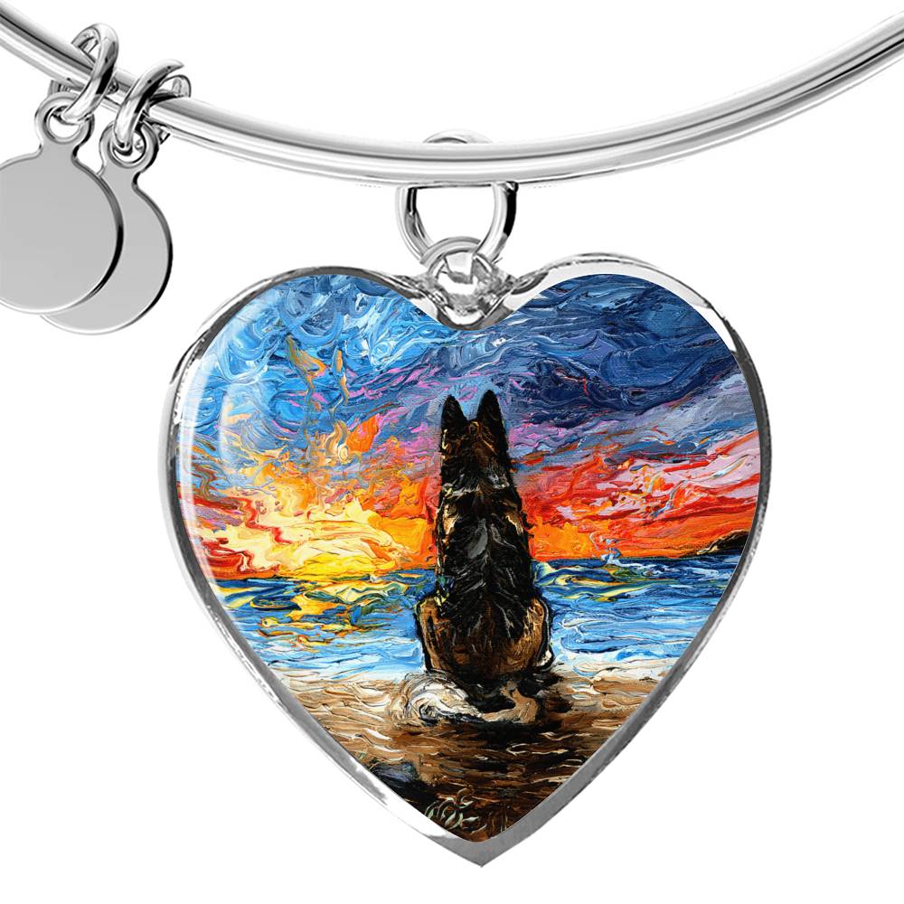 Beach Days - German Shepherd Heart Bangle Bracelet