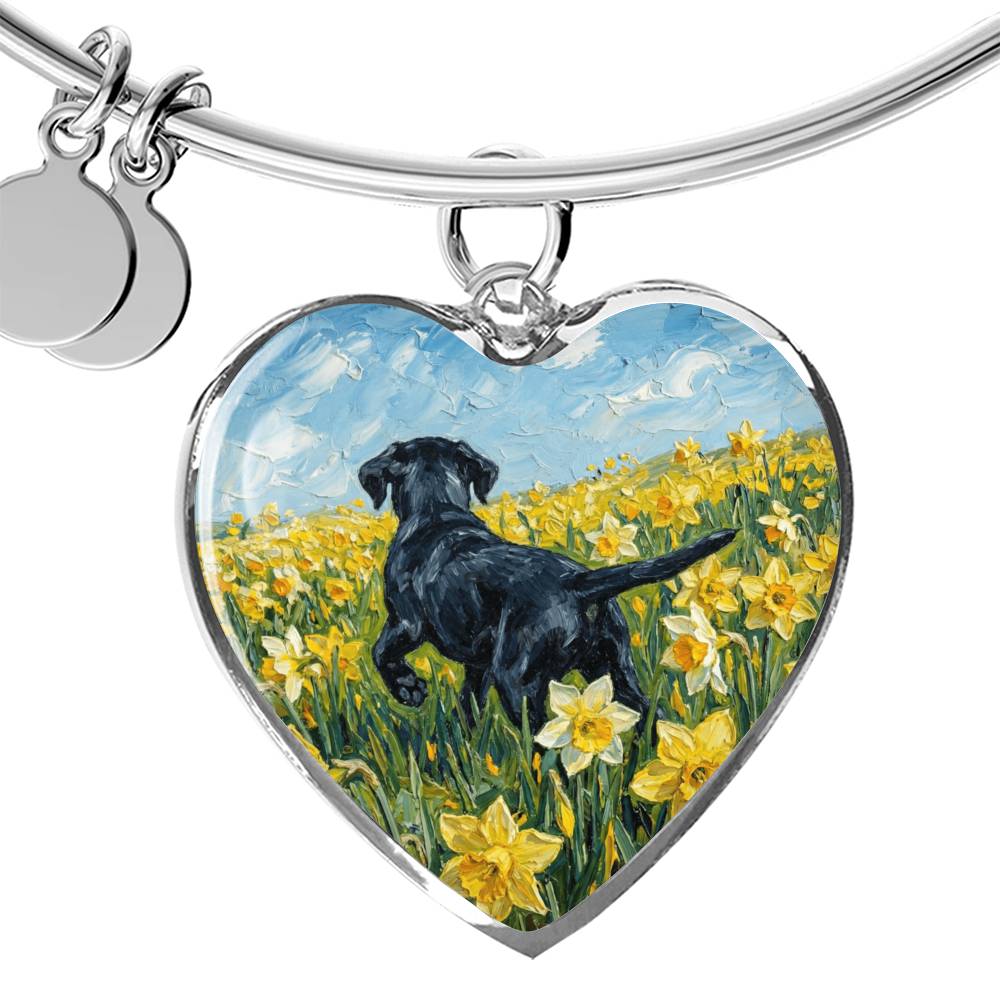 Amongst The Flowers - Black Labrador Heart Bracelet