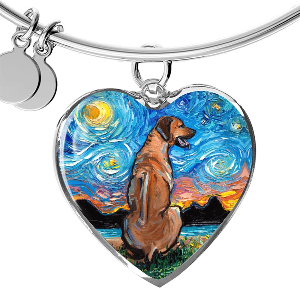 Rhodesian Ridgeback Starry Night Heart Bangle