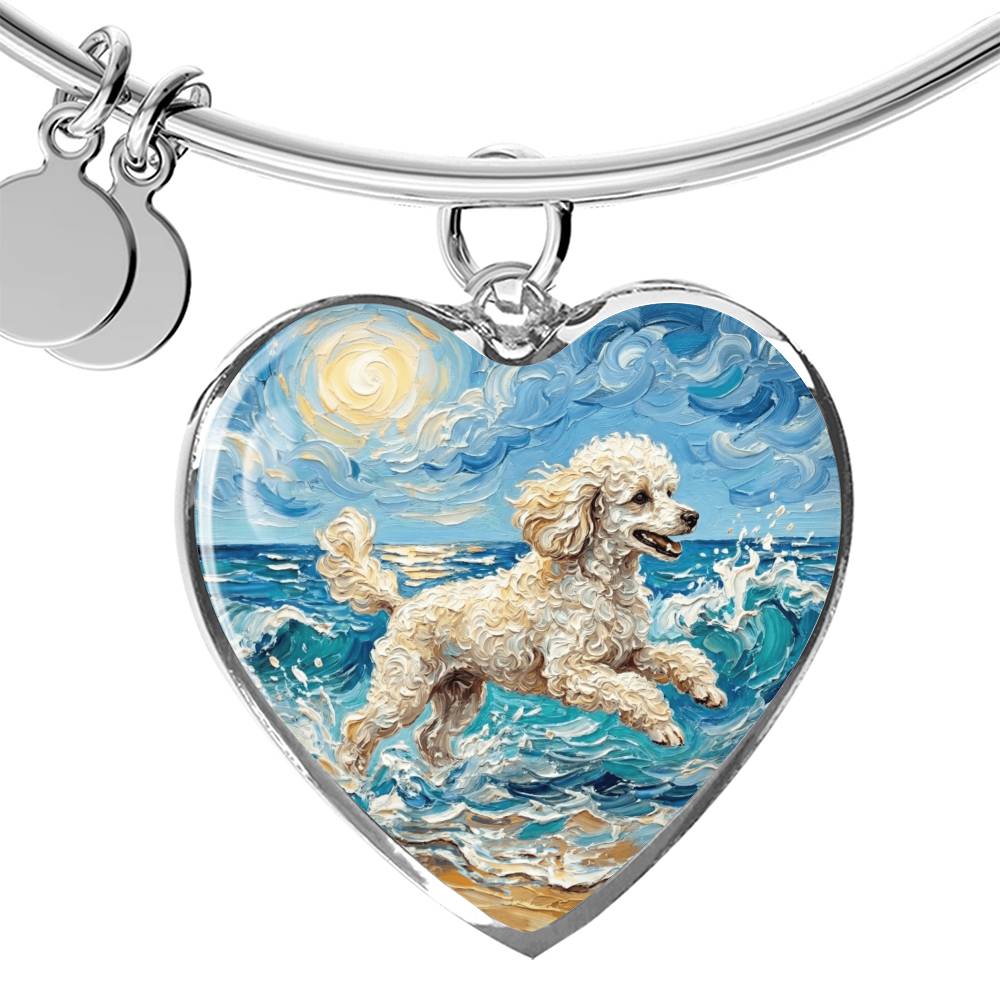 Beach Day - White Toy Poodle Heart Bracelet