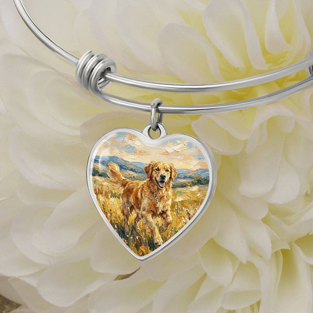 Happy Golden Retriever Heart Bracelet