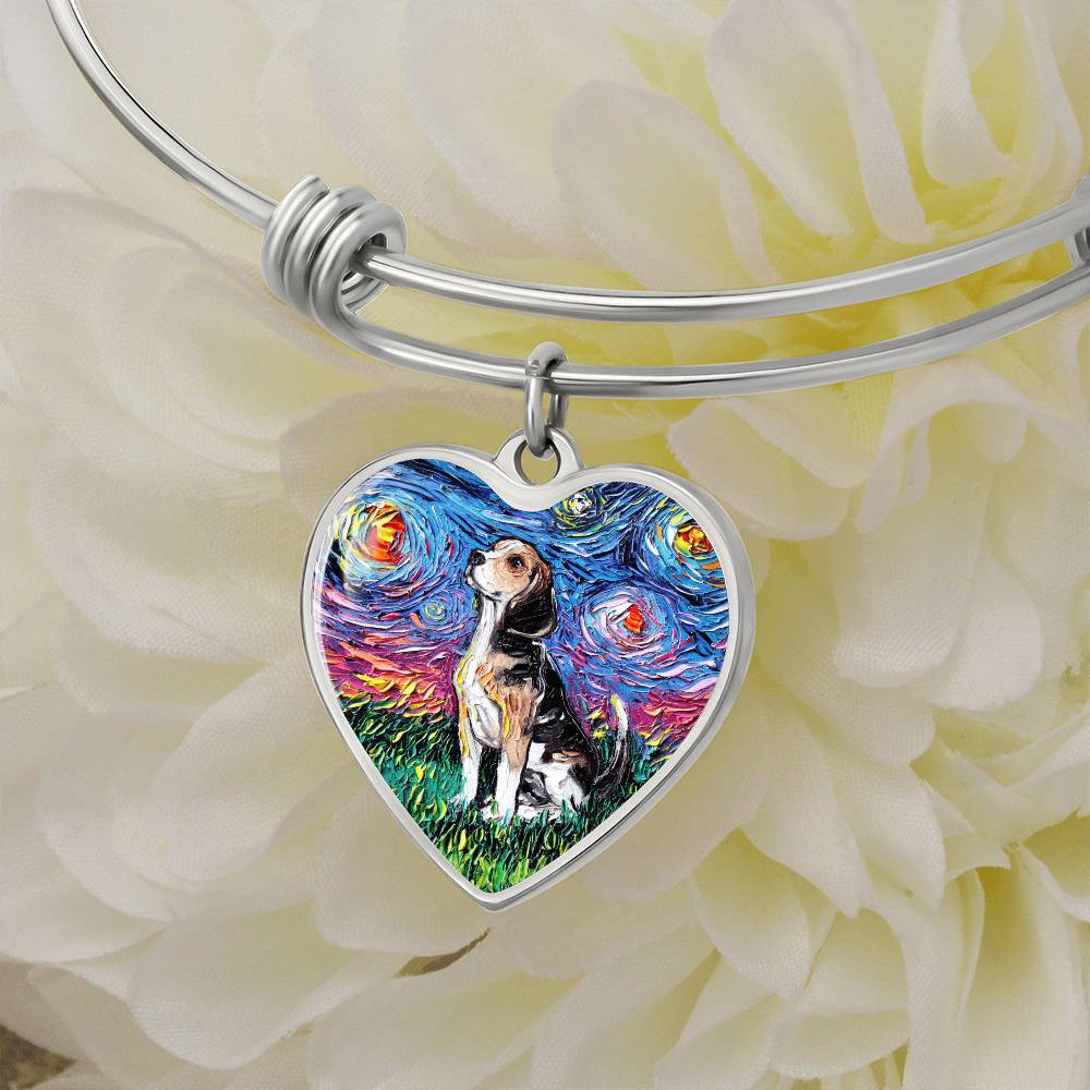 Beagle Starry Night Heart Bangle