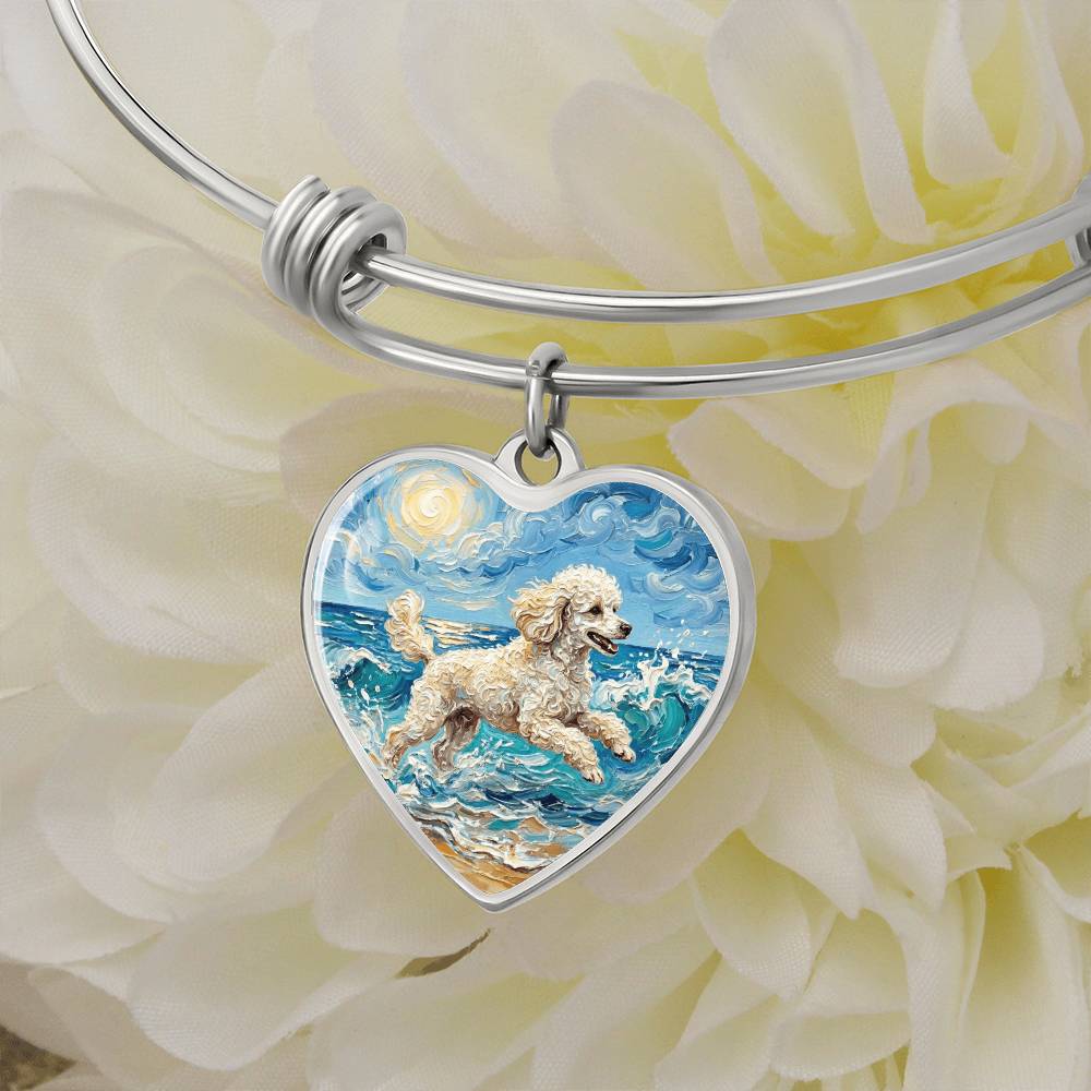 Beach Day - White Toy Poodle Heart Bracelet