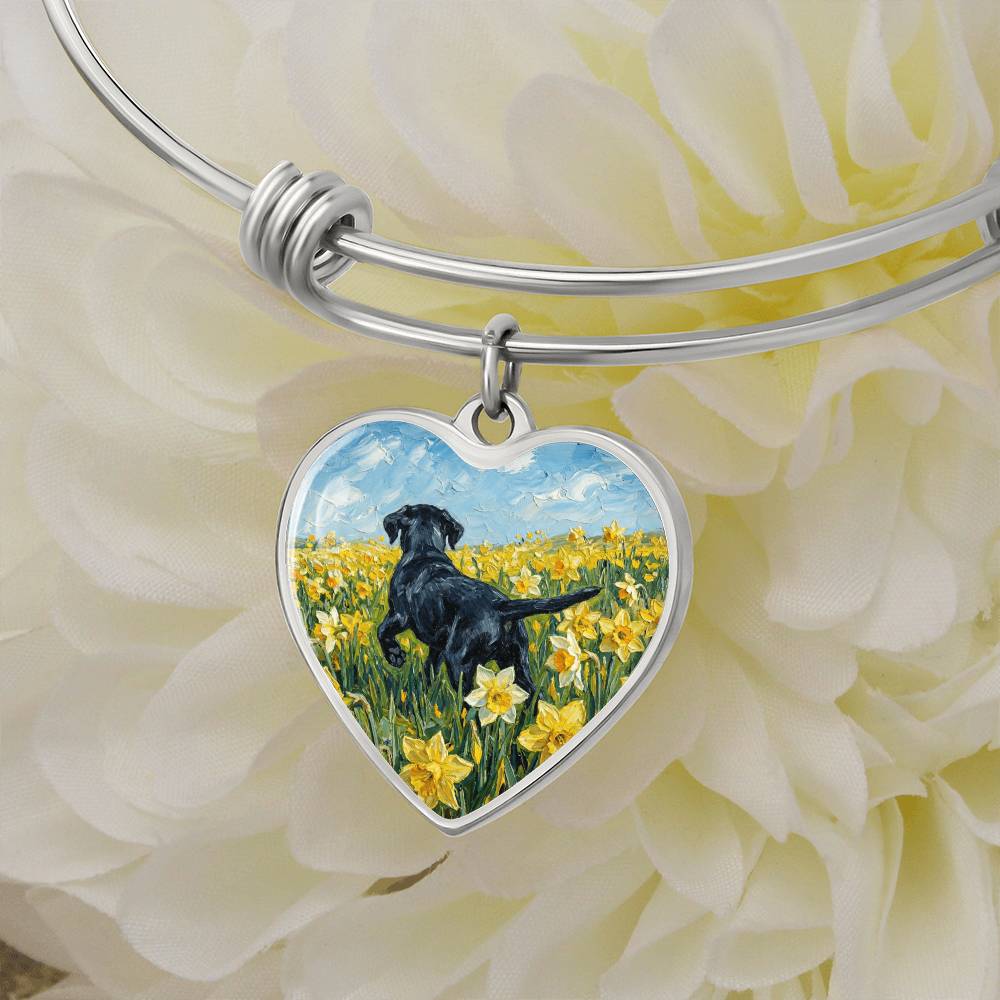 Amongst The Flowers - Black Labrador Heart Bracelet