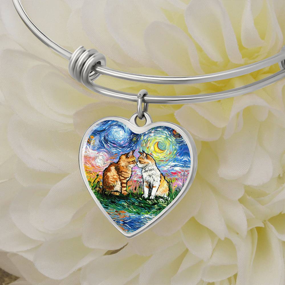 Cherished Starry Night Heart Bangle Bracelet