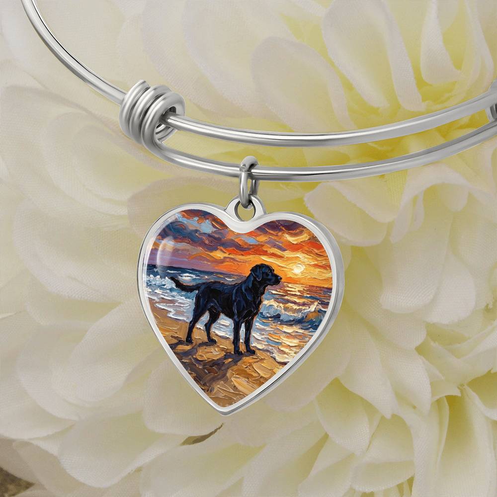 Summer Sunset - Black Labrador Heart Bracelet