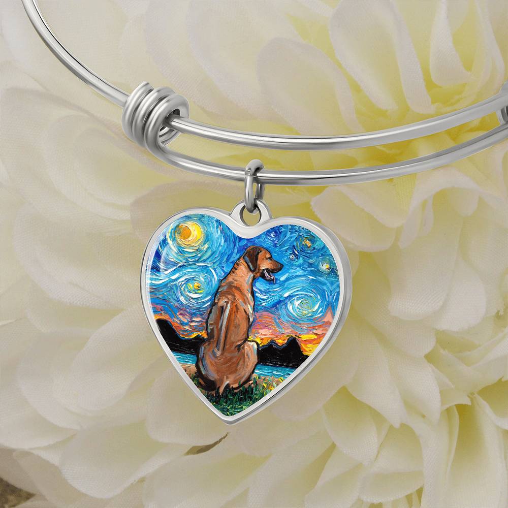 Rhodesian Ridgeback Starry Night Heart Bangle