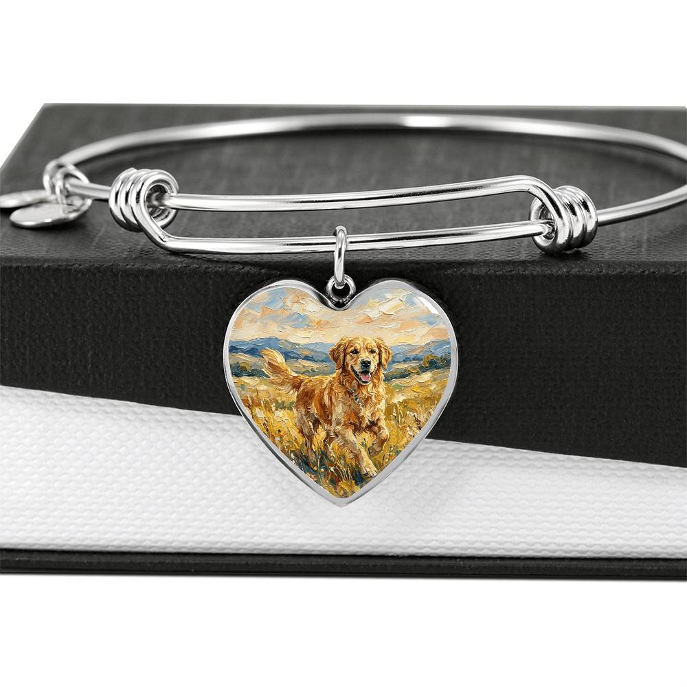 Happy Golden Retriever Heart Bracelet