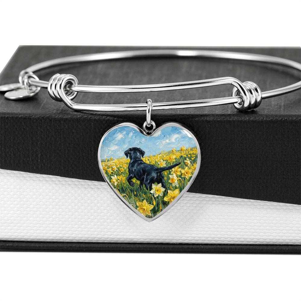 Amongst The Flowers - Black Labrador Heart Bracelet