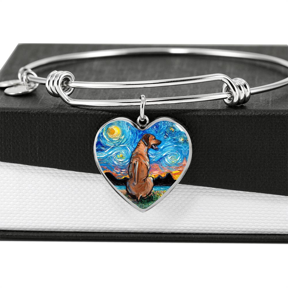 Rhodesian Ridgeback Starry Night Heart Bangle