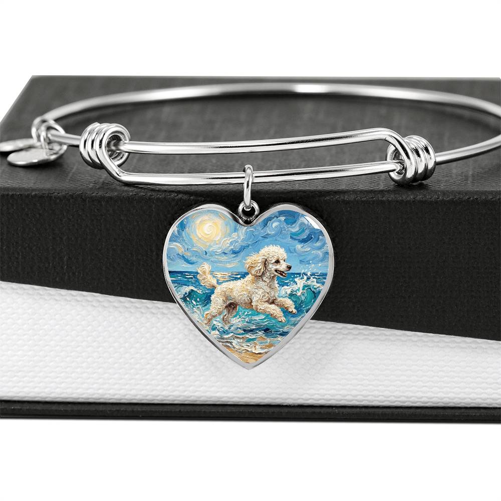 Beach Day - White Toy Poodle Heart Bracelet