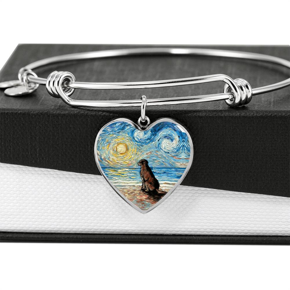 Beach Days - Chocolate Labrador Starry Night Heart Bangle