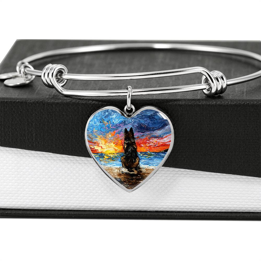 Beach Days - German Shepherd Heart Bangle Bracelet
