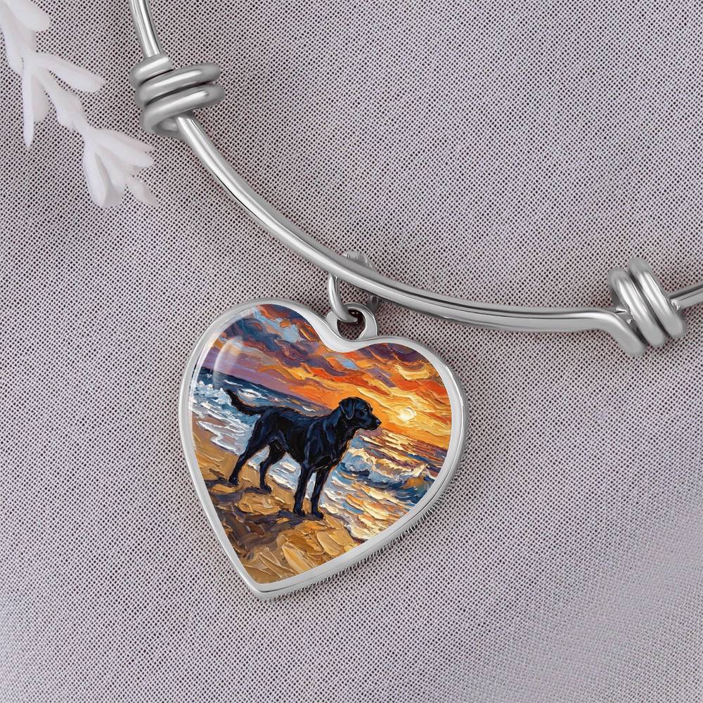 Summer Sunset - Black Labrador Heart Bracelet