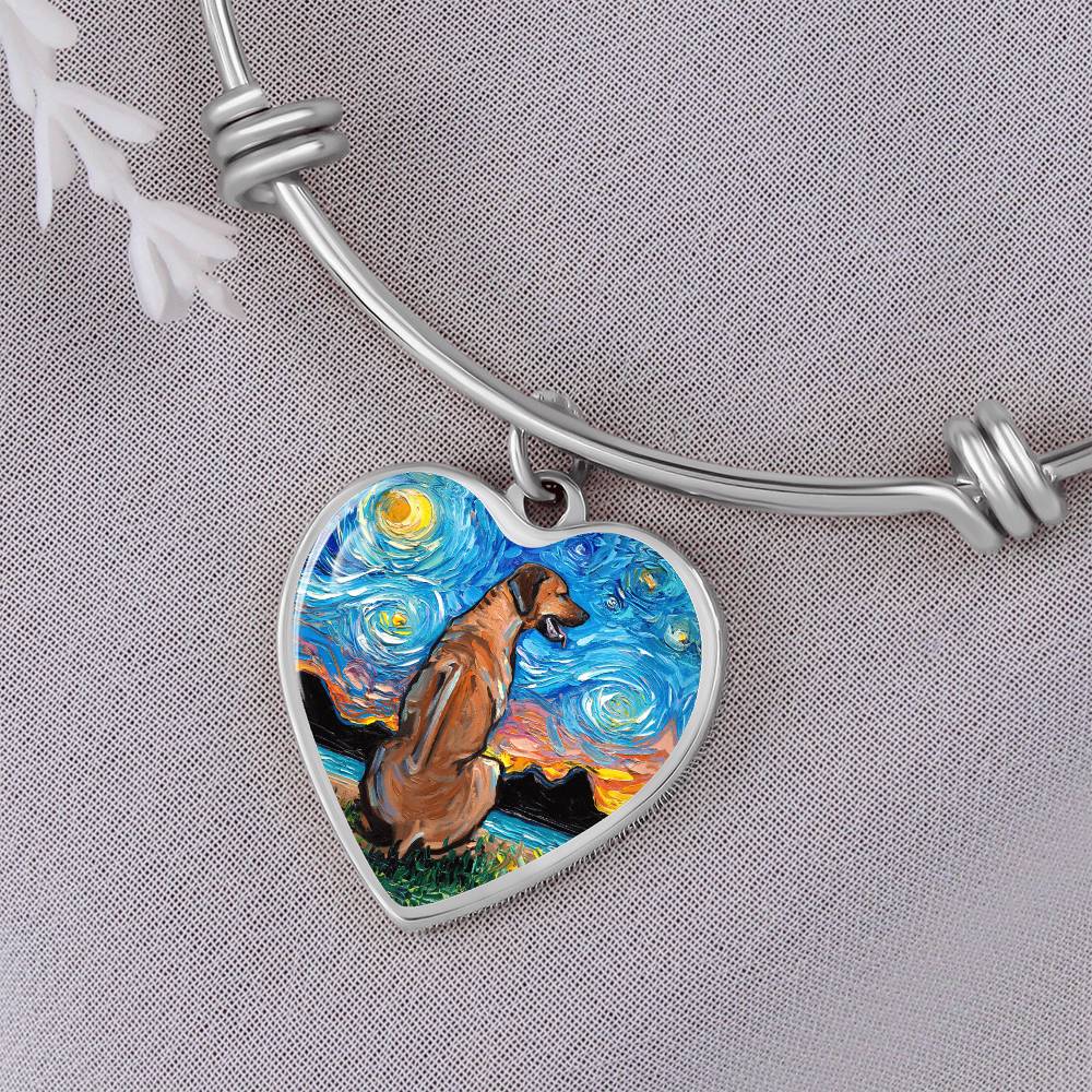 Rhodesian Ridgeback Starry Night Heart Bangle
