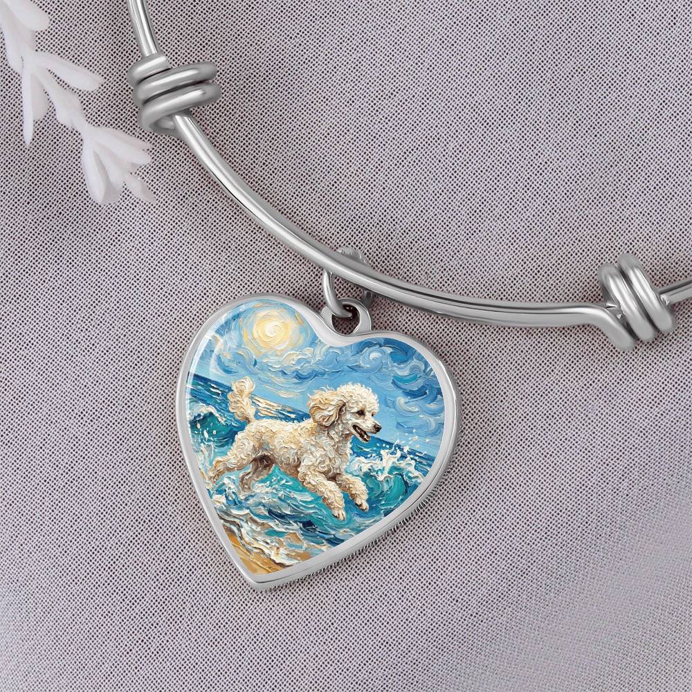 Beach Day - White Toy Poodle Heart Bracelet