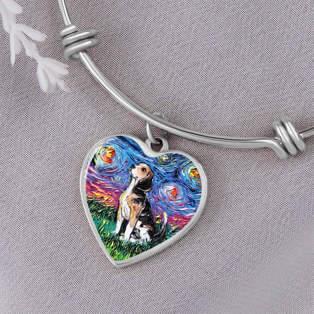 Beagle Starry Night Heart Bangle