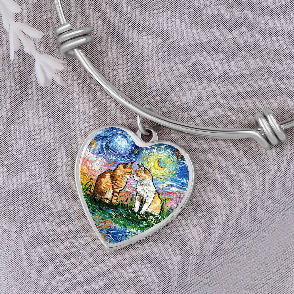 Cherished Starry Night Heart Bangle Bracelet