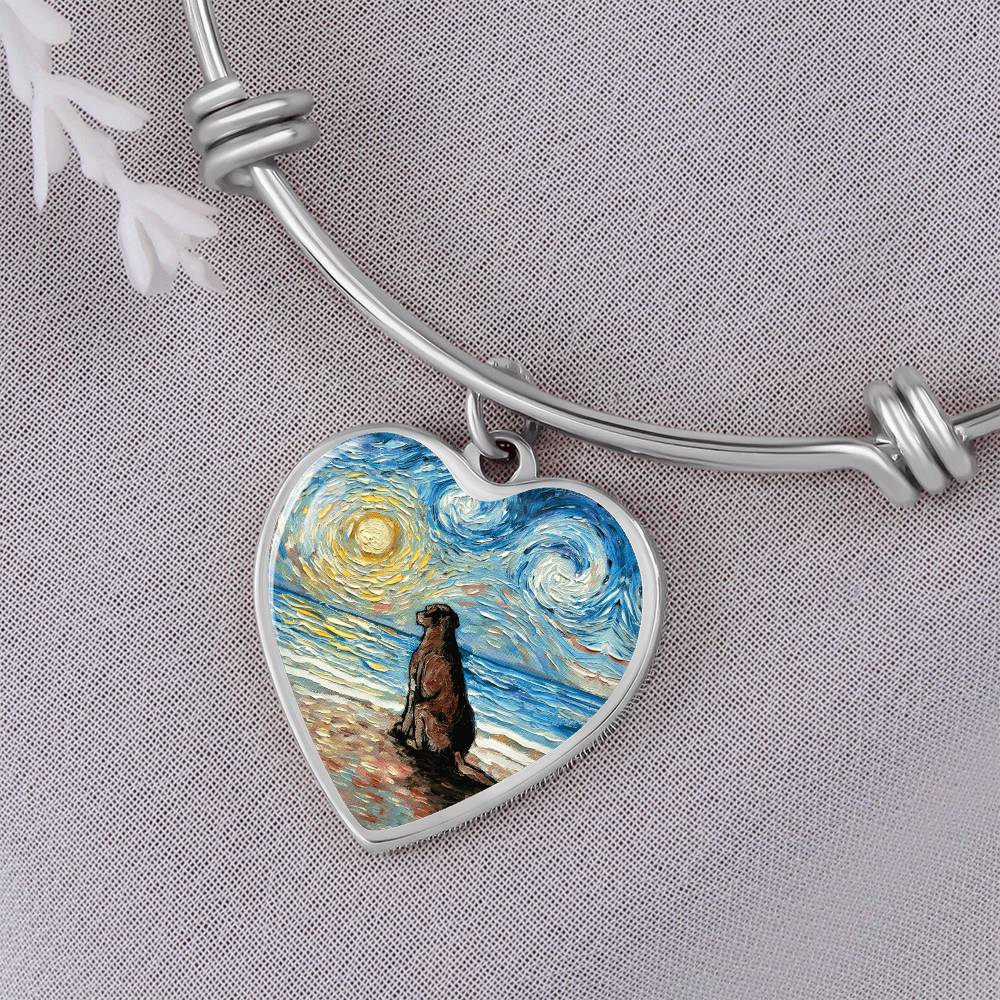 Beach Days - Chocolate Labrador Starry Night Heart Bangle
