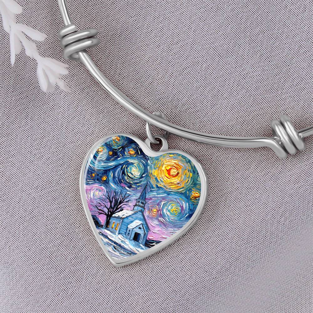 O Holy Night Starry Night Heart Bangle