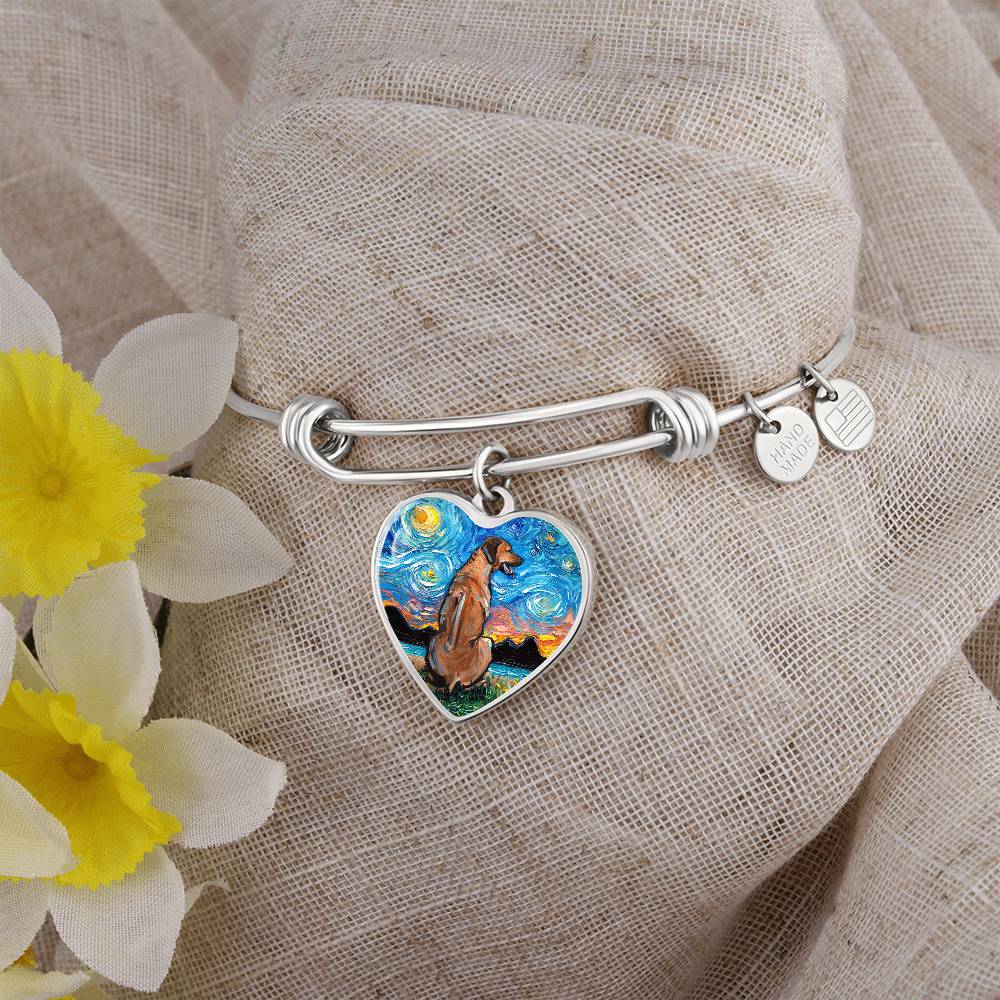Rhodesian Ridgeback Starry Night Heart Bangle