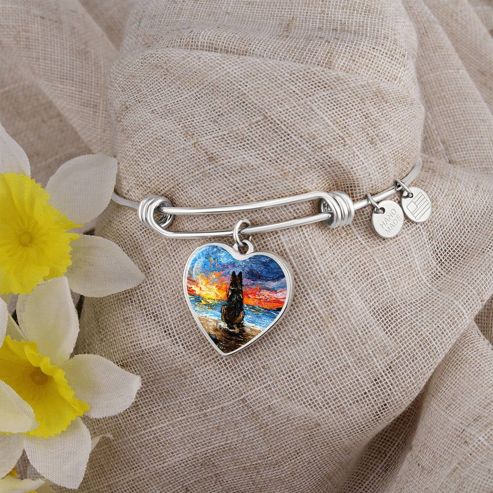 Beach Days - German Shepherd Heart Bangle Bracelet