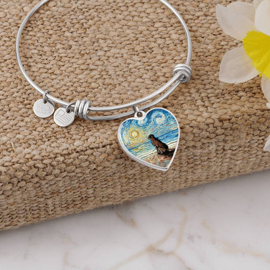 Beach Days - Chocolate Labrador Starry Night Heart Bangle