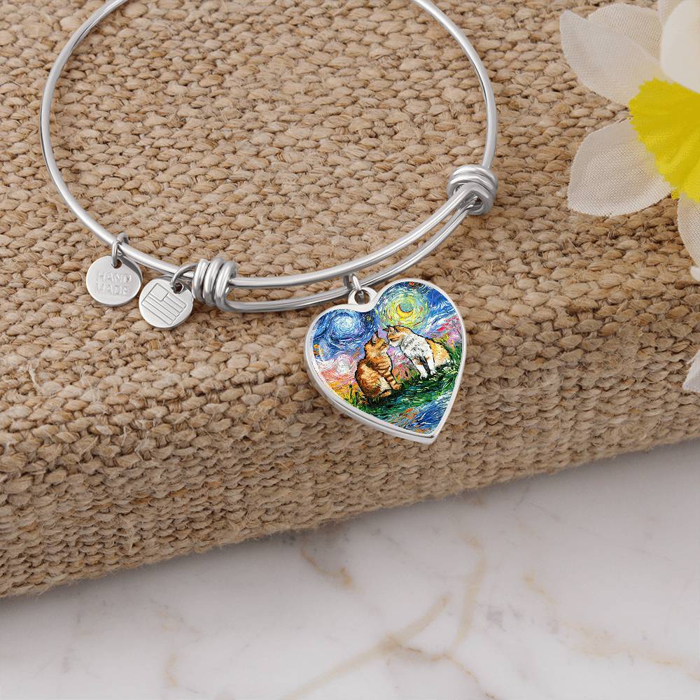 Cherished Starry Night Heart Bangle Bracelet