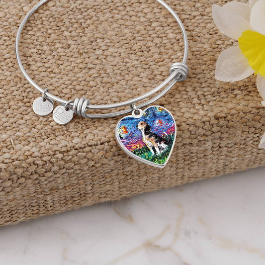 Beagle Starry Night Heart Bangle
