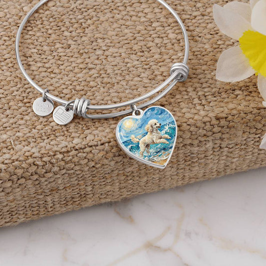 Beach Day - White Toy Poodle Heart Bracelet