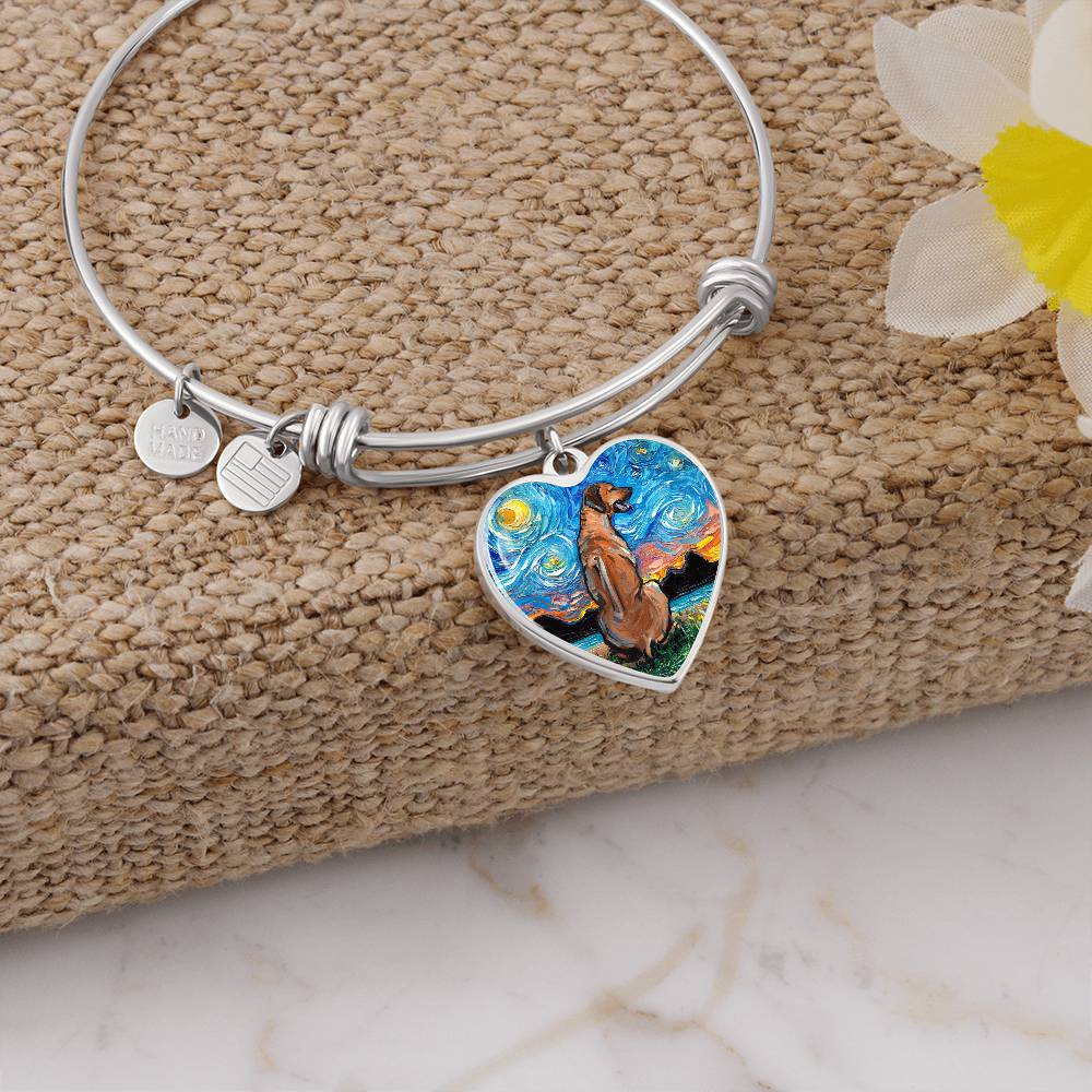 Rhodesian Ridgeback Starry Night Heart Bangle