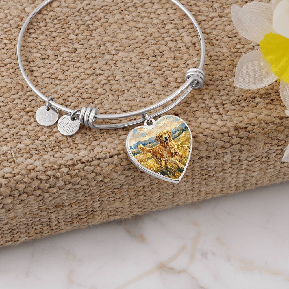 Happy Golden Retriever Heart Bracelet