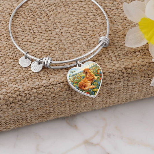 Amongst The Flowers - Golden Retriever Heart Bracelet