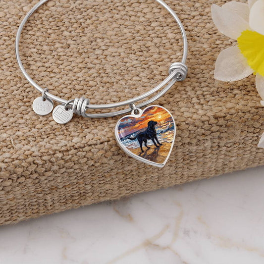 Summer Sunset - Black Labrador Heart Bracelet