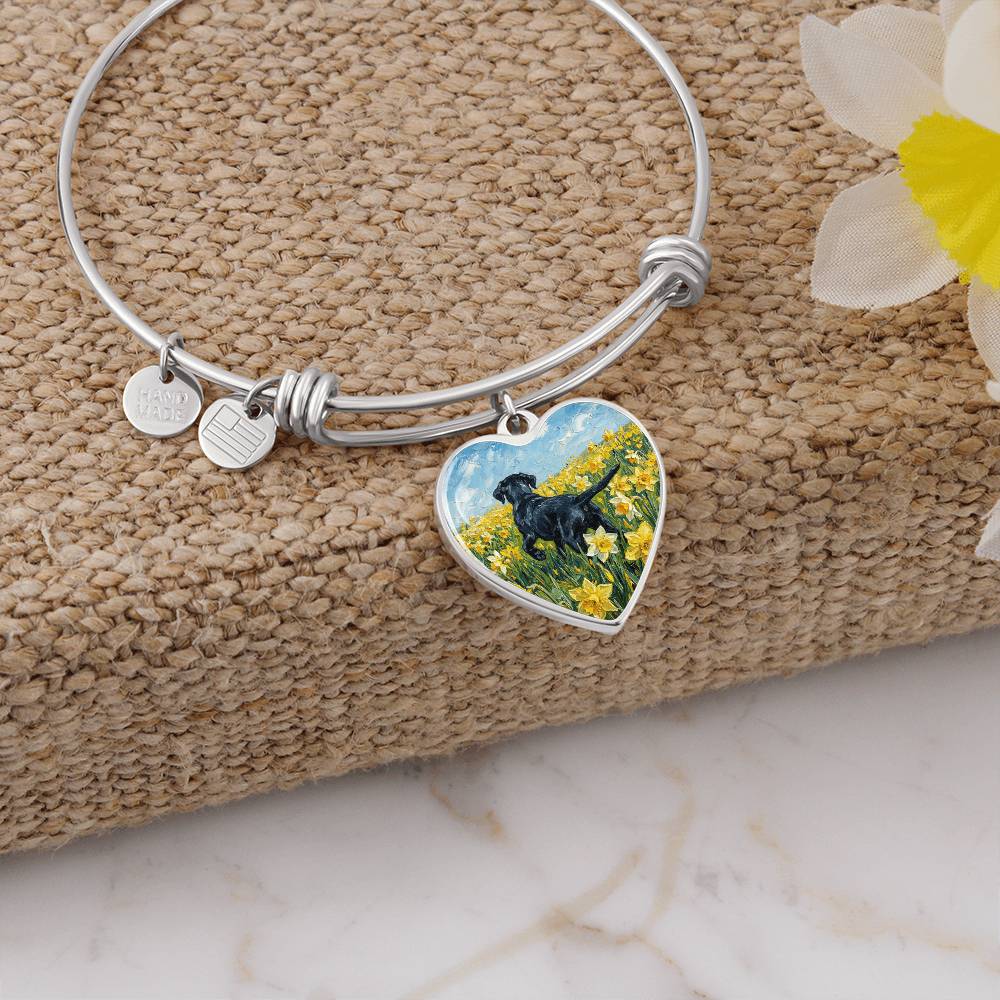 Amongst The Flowers - Black Labrador Heart Bracelet
