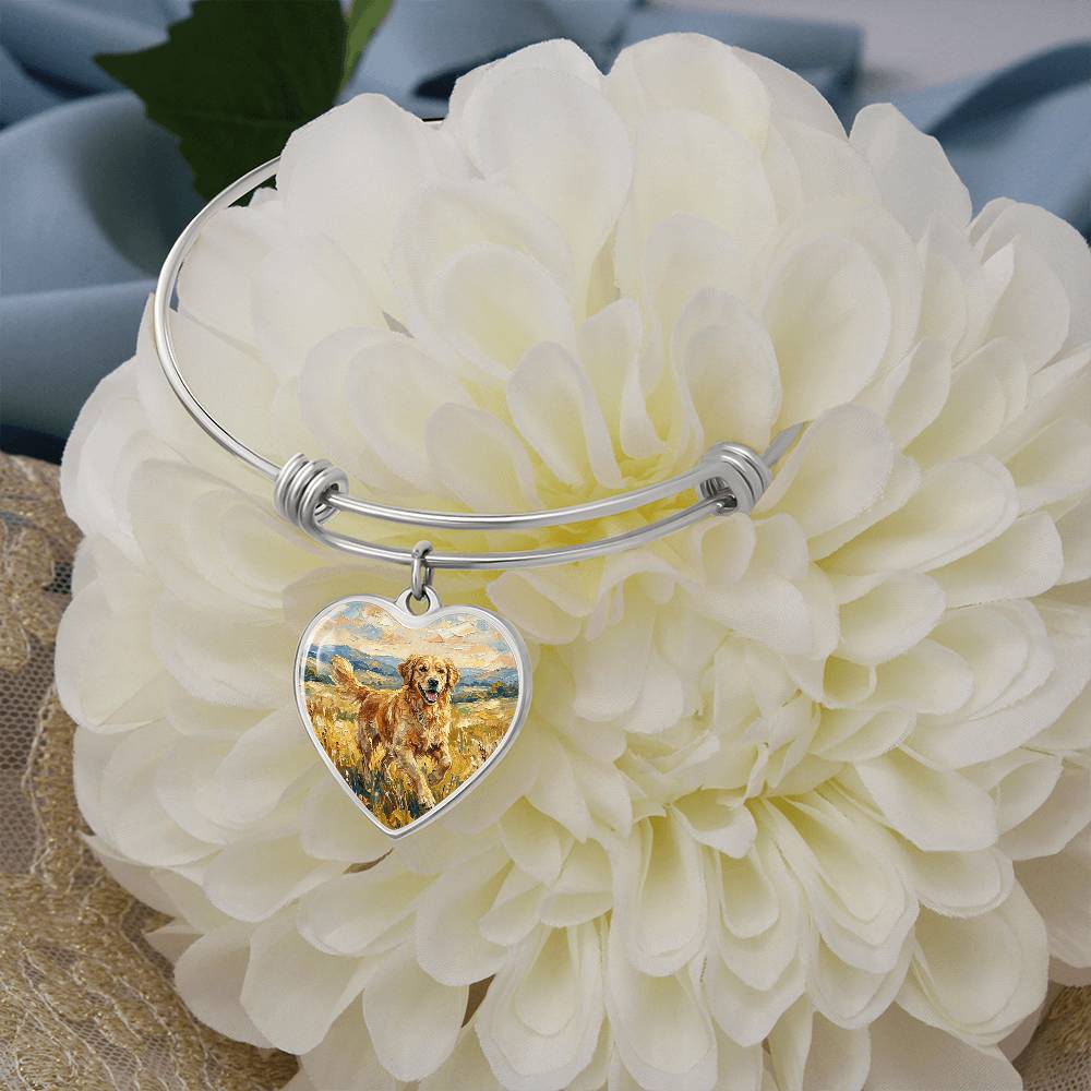 Happy Golden Retriever Heart Bracelet