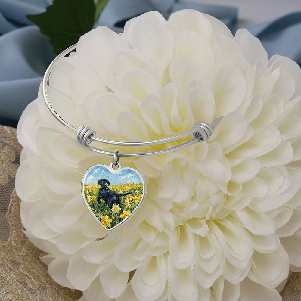 Amongst The Flowers - Black Labrador Heart Bracelet