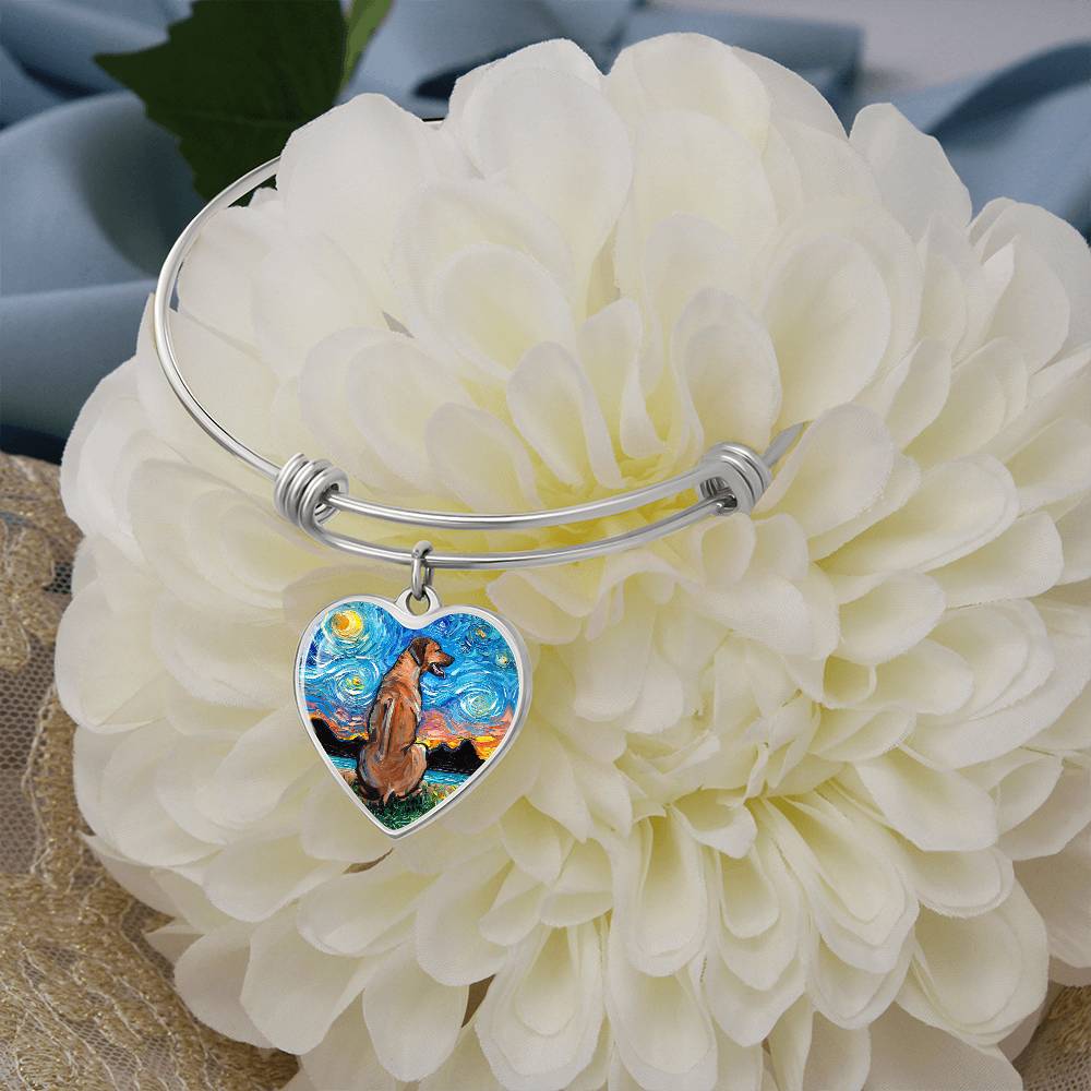Rhodesian Ridgeback Starry Night Heart Bangle