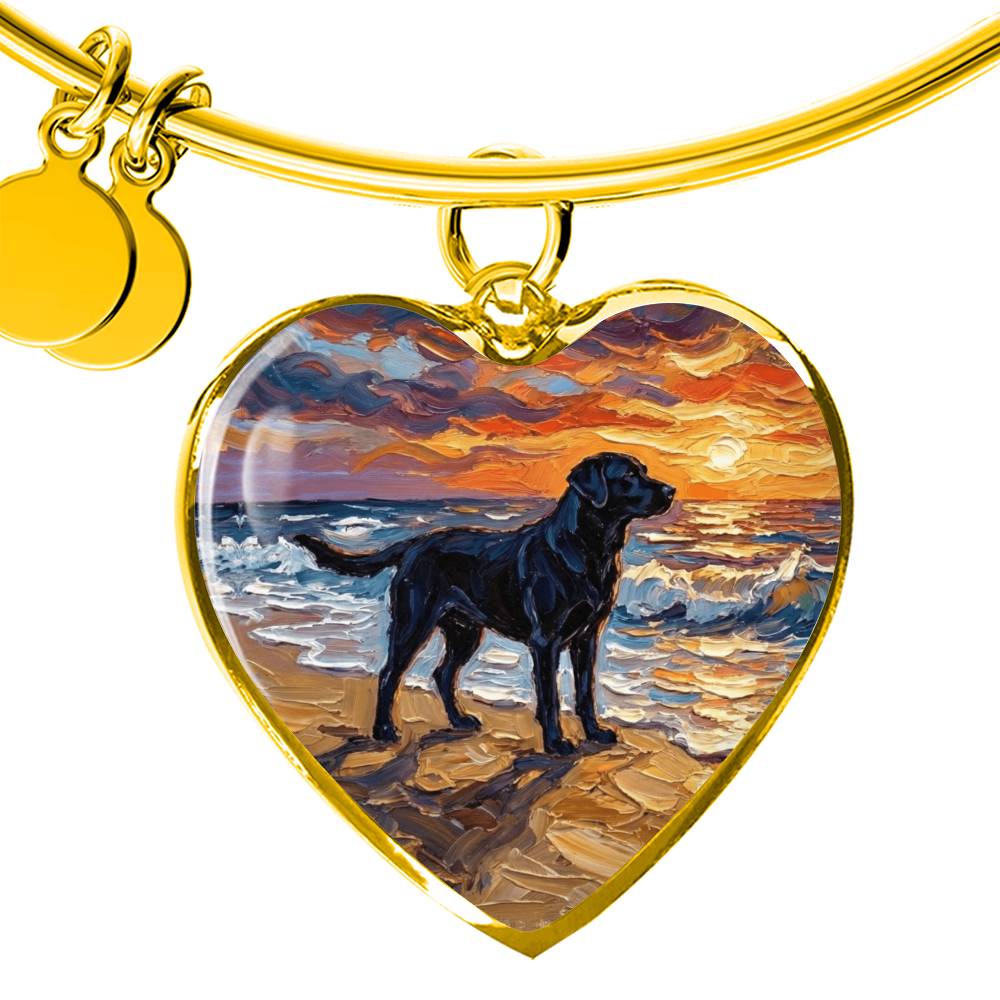 Summer Sunset - Black Labrador Heart Bracelet