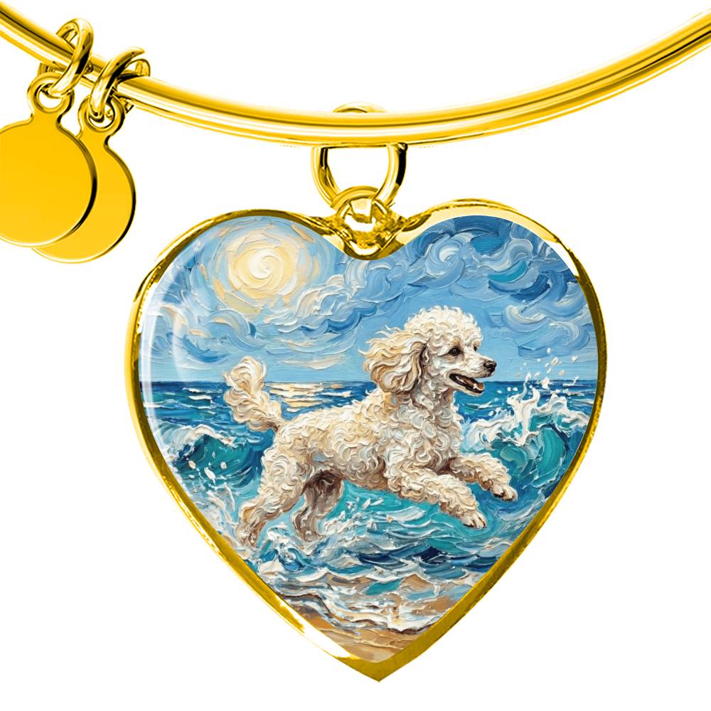 Beach Day - White Toy Poodle Heart Bracelet